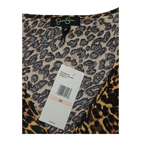 Jessica Simpson NWT Tunic Top 2X Women's Bell Sleeve Rosette Leopard Scarletti - Picture 3 of 8